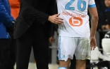 Rudi Garcia et Florian Thauvin, qui vient de marquer face à Caen, le 5 novembre 2017 au Vélodrome