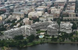 Vue aérienne du complexe du Watergate, le 4 juillet 2018 à Washington