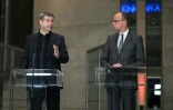 Le leader de la CDU, Friedrich Merz (d), et le Premier ministre de Bavière et leader de la CSU, Markus Söder , lors d'une conférence de presse, le 4 mars 2025 à Berlin