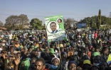 Des partisans du président sortant  Edgar Lungu, lors d'un rassemblement à Lusaka, le 11 août 2021 en Zambie