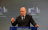 Le commissaire européen à la Défense, Andrius Kubilius, lors d'une conférence de presse à Bruxelles le 16 octobre 2025
