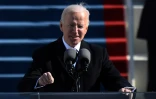 Joe Biden lors de son discours d'investiture du 20 janvier 2021 à Washington, où il dit faire de la lutte contre la pandémie une priorité de son mandat