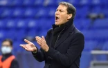 L'entraîneur lyonnais Rudi Garcia, lors du match de L1 contre Strasbourg, le 6 février 2021 au Groupama Stadium à Décines-Charpieu