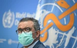 Le directeur général de l'OMS, Tedros Adhanom Ghebreyesus, lors d'une conférence de presse, le 20 décembre 2021 à Genève