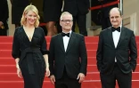 Cate Blanchett aux côtés de Thierry Frémaux et Pierre Lescure lors de la projection du film Sicario au Festival de Cannes, le 19 mai 2015