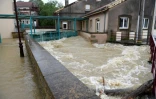 Une rue inondée à Boulay-Moselle, dans le département de la Moselle, le 17 mai 2024