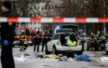 Des policiers et des services de secours sur les lieux d'un attentat à la voiture-bélier, le 13 février 2025 à Munich, dans le sud de l'Allemagne