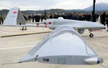 Un drone turc Bayraktar de l'armée albanaise, sur la base de Kucova, à 90 km au sud de Tirana, le 4 mars 2024