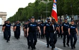 Des policiers municipaux répètent le défilé le 9 juillet 2021 à Paris