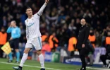La star du Real Madrid Cristiano Ronaldo auteur du 2e but de son équipe face au Borussia Dortmund à Bernabeu, le 6 décembre 2017
