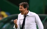 L'entraîneur de Lyon, Rudi Garcia, euphorique après la victoire de ses joueurs face à Manchester City en quart de finale de la Ligue des champions, à Lisbonne, le 15 août 2020