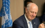 L'émissaire de l'ONU pour la Syrie Staffan de Mistura lors de négociations à Genève le 14 juillet 2017