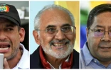 Les candidats à la présidentielle bolivienne Fenando Camacho (à gauche), Carlos Mesa (centre) et Luis Arce