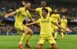L'attaquant de Villarreal Gerard Moreno vient d'égaliser contre Chelsea en Supercoupe d'Europe, le 11 août 2021 à Belfast