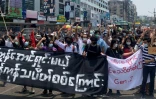 Manifestation contre le coup d&#039;Etat militaire &agrave; Rangoun, le 26 avril 2021