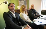 Les avocats de Cédric Jubillar (de gauche à droite: Jean-Baptiste Alary, Emmanuelle Franck, Alexandre Martin), le 24 novembre 2023 dans leur cabinet à Toulouse