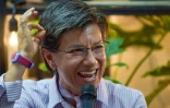 La Colombienne Claudia Lopez lors d'une réunion publique le 22 octobre 2019 à Bogota, candidate à la mairie de la capitale.