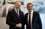 Thierry Bolloré (g) et Carlos Ghosn (d), le 19 février 2018 à Boulogne-Billancourt