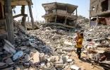 Destructions à Khan Younès, dans le sud de la bande de Gaza, le 23 juin 2024