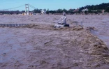 A statue of Hindu god Lord Shiva is pictured amid rising water levels of River Ganga after incessant rains in Rishikesh in India's Uttrakhand state 