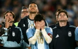 Lionel Messi pleure après son dernier match avec l'Argentine le 6 octobre 2026 au stade Monumental de Buenos Aires
