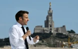 Le président-candidat Emmanuel Macron lors d'un meeting à Marseille le 16 avril 2022