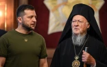 Le président ukrainien Volodymyr Zelensky et le patriarche orthodoxe Bartholomée à Istanbul le 8 juillet 2023