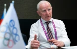 L'Irlandais Patrick Hickey, chef des Comités olympiques européens (EOC), lors d'une conférence de presse aux jeux Européens de Bakou, le 24 juin 2015