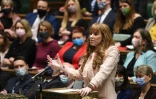 La numéro deux de l'opposition travailliste Angela Rayner lors d'une séance au Parlement, le 11 janvier 2022 à Londres