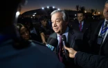 Le secrétaire général des Nations unies Antonio Guterres s'adresse aux journalistes le 9 décembre 2018 à la veille de la conférence sur les migrations à Marrakech, au Maroc