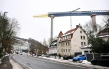 Le pont de Rahmedetal, toujours en construction, le 16 janvier 2025 à Lüdenscheid, dans l'ouest de l'Allemagne 