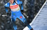 Le Français Emilien Jacquelin, lors de la poursuite aux Championnats du monde de biathlon, le 14 février 2021 à Pokljuka (Slovénie)