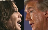 Diptyque présentant Kamala Harris et Donald Trump, les deux candidats à la Maison Blanche 