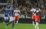 Les Lyonnais dépités à l'issue de leur défaite à Strasbourg, le 12 mai 2018, à La Meinau