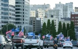 Un convoi de voitures de partisans de Donald Trump se dirigent vers le centre ville de Portland, le 29 août 2020