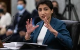 La présidente de la Federal Trade Commission (FTC) Lina Khan, lors d'une audition au Sénat le 21 avril 2021 à Washington