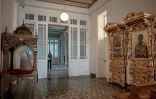 Une pièce du séminaire de Halki, ouvert au milieu du XIXe siècle et qui fut la principale école de théologie de l'Église orthodoxe orientale jusqu'à sa fermeture en 1971, le 2 juillet 2026 à Heybeliada, au large d'Istanbul