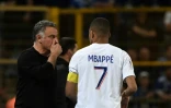 L'entraîneur du PSG Christophe Galtier et Kylian Mbappé, le 27 mai 2023 à Strasbourg