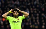 L'attaquant uruguayen de Barcelone, Luis Suarez, dépité après le nul concédé à Lyon, en 8e de finale aller de la Ligue des champions, le 19 février 2019