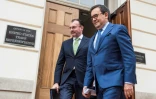 Le ministre des affaires étrangères mexicain Luis Videgaray (à gauche) et le ministre mexicain de l'Economie Ildefonso Guajardo à Washington DC le 22 août 2018