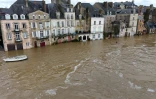 Des zones inondées dans la ville de Redon, dans l'ouest de la France, le 30 janvier 2025