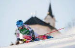 La Française Clara Direz lors de la 1re manche du géant de Lienz en Autriche, le 28 décembre 2019