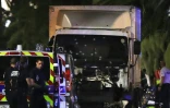 Le camion du terroriste criblé d'impacts de balles, à Nice le 14 juillet