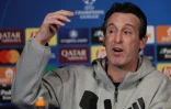 L'entraîneur d'Aston Villa Unai Emery, le 8 avril 2025 en conférence de presse au Parc des princes, à Paris