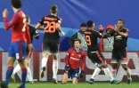 Anthony Martial congratulé par ses coéquipiers après son but avec Manchester United contre le CSK Moscou, le 21 octobre 2015 à l'Arena Khimki