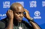 Le légendaire sprinteur Carl Lewis, en conférence de presse à Lima, en marge des Jeux panaméricains, milite aujourd'hui pour le report des Jeux de Tokyo