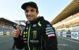 Le pilote français Johann Zarco (Monster Yamaha Tech 3) pose avant les qualifs pour le GP de France, catégorie MotoGP, sur le circuit Bugatti au Mans, le 19 mai 2018
