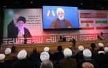 Des partisans du Hezbollah suivent un discours télévisé du chef du mouvement, Naim Qassem, en soutien à l'Iran, dans la banlieue sud de Beyrouth, le 26 janvier 2026 au Liban
