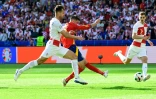 Le capitaine espagnol Alvaro Morata (c) ouvre le score contre la Croatie, le 15 juin 2024 Ă Berlin