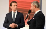 Le chancelier autrichien Sebastian Kurz (à gauche) et le chef du parti d'extrême droite FPÖ Norbert Hofer pendant un débat télévisé post-électoral le 29 septembre 2019 à Vienne